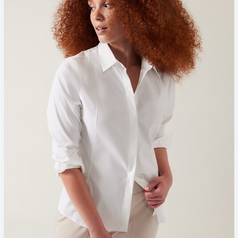 Athleta White Button-down Shirt